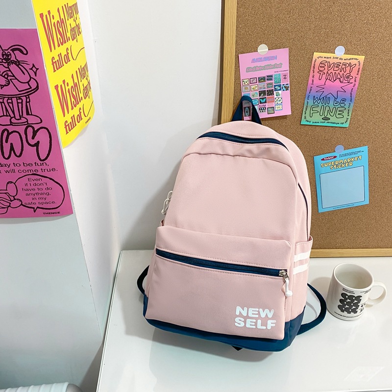 Ba Lô Nylon Màu Sắc Tương Phản Phong Cách Anh Quốc Mới 2022 Cho Học Sinh Trung Học