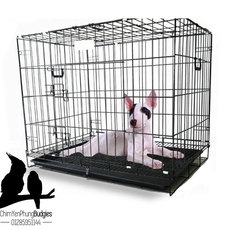 Lồng thú cưng gấp gọn sơn tĩnh điện (60x42x50) có máng phân. [SG-giao hoả tốc 2h]
