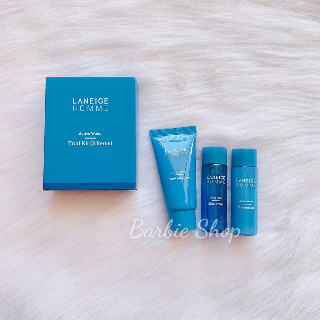 Set Dưỡng Da Laneige 3 Món Homme Active Water Trial Kit- Xanh Dương