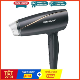Máy Sấy Tóc, Máy Sấy Sunhouse SHD2306 Đen Có 3 Chế Độ Gió Linh Hoạt Giúp Bảo Vệ Tóc Tránh Hư Tổn, Tiết Kiệm Điện Năng
