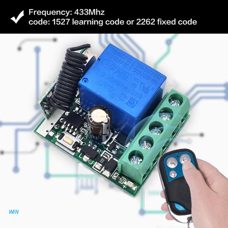 Công tắc điều khiển từ xa WIN 433 MHz RF DC 12V 10A 1 kênh cho gara/Door/Lamp