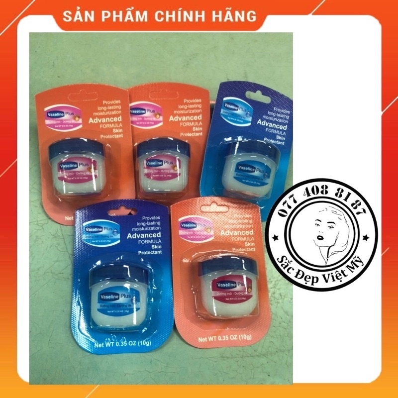 Son Sáp Vaseline Plus ❤️Date Mới❤️Dưỡng Da Môi VASELINE 100% PURE PETROLEUM JELLY 10g Lip Therapy Chống Khô Nẻ Da