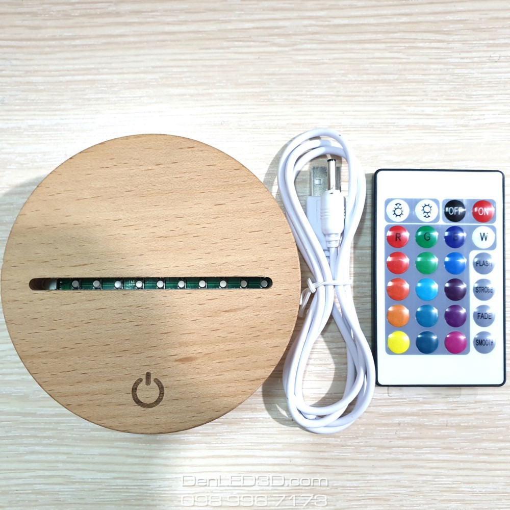 Đế Đèn LED 3D Gỗ Bạch Dương Nguyên Khối Loại Cao Cấp