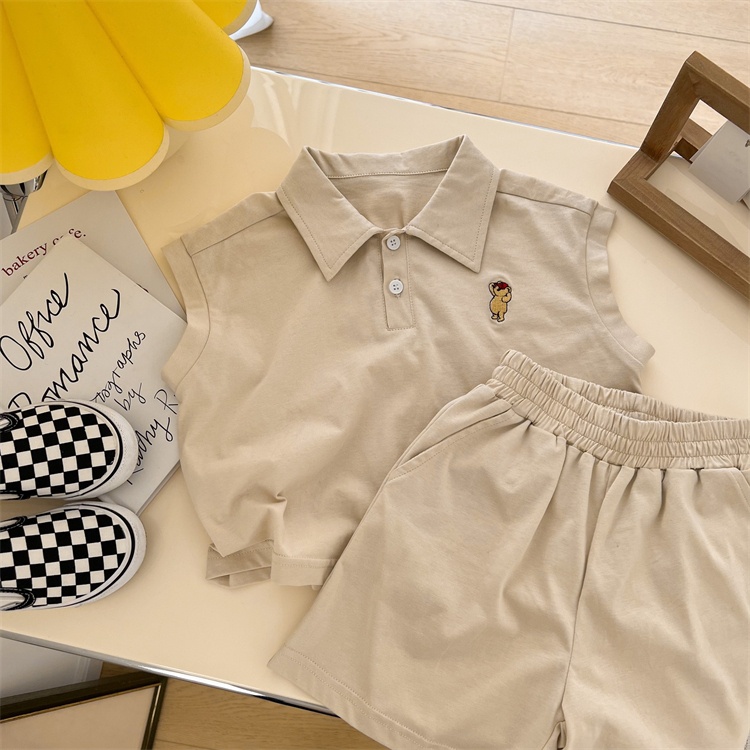 Set Đồ Đánh Golf Gồm Áo Polo Không Tay Họa Tiết Gấu + Quần Short Thời Trang Mùa Hè Cho Bé
