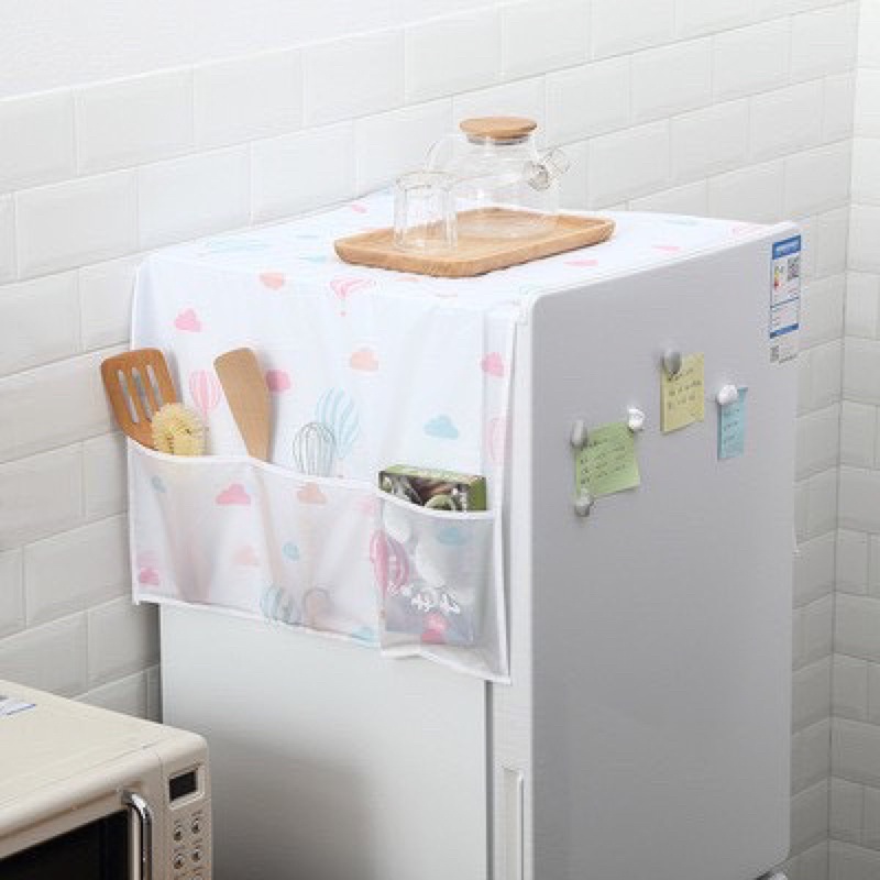 Bạt phủ tủ lạnh, máy giặt có túi đựng đồ 2 bên, chất liệu nhựa chống thấm, chống bám bụi cho máy giặt, tủ lạnh, bàn