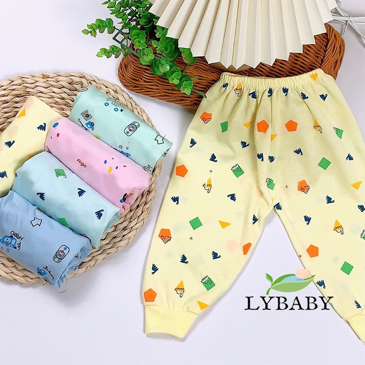 Quần Dài,Quần Chục Cotton Bo Gấu Cạp Thường Họa Tiết Nhỏ Xinh Cho Bé Trai Bé Gái LYBABY