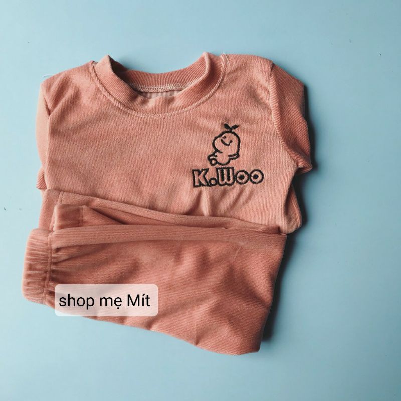 Bộ nhung dài tay⚡FREESHIP⚡siêu mềm mịn, co giãn 8 chiều cho bé từ 6-18kg