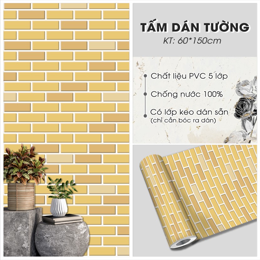 Decal Dán Tường Giả Gạch Mã (M4) | Giấy Dán Tường Giả Gạch Chống Nấm Mốc Chất Liệu Decal Dễ Dàng Lau Chùi