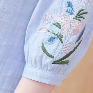 Áo sơ mi tay lỡ thêu hoa