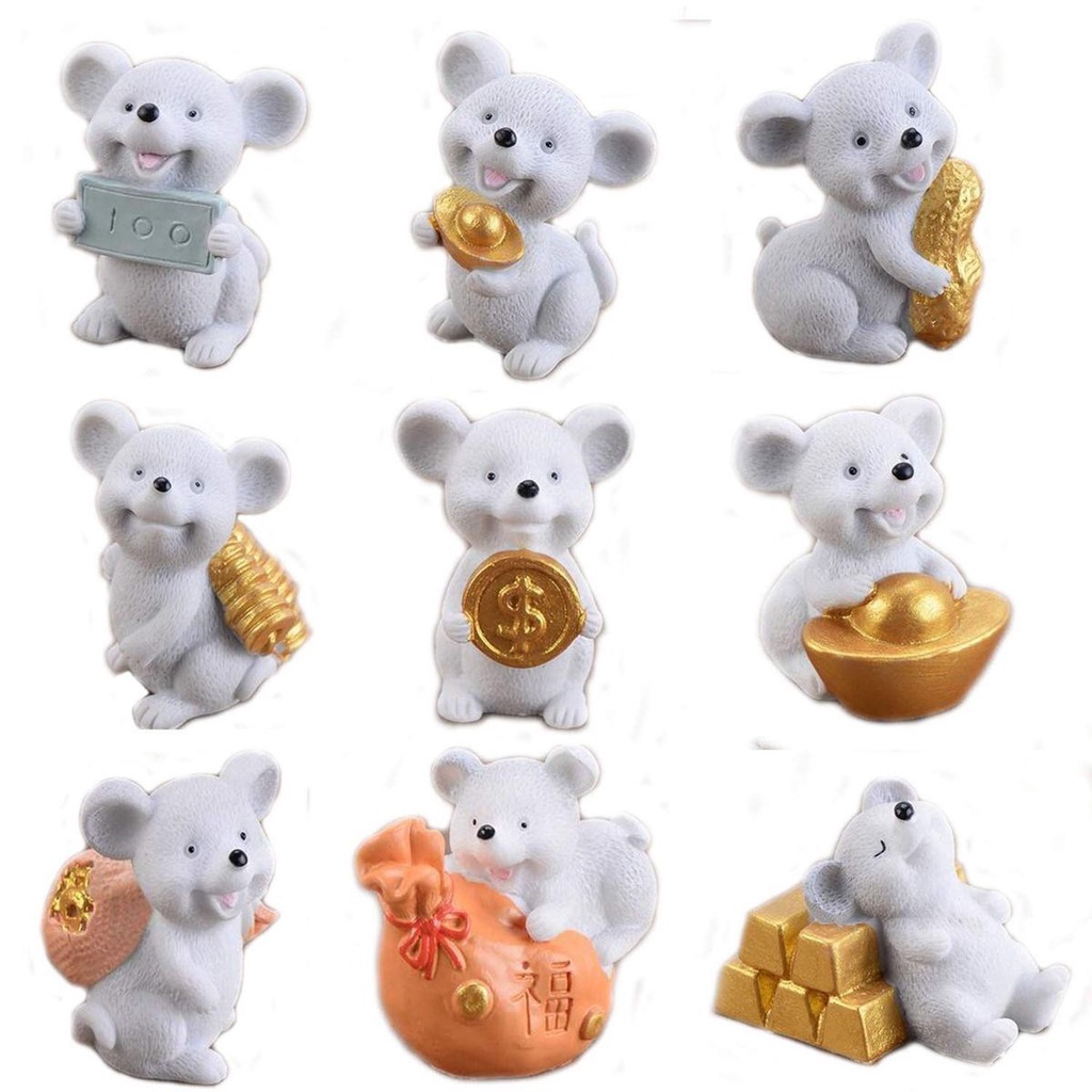 Mô hình tượng chuột thần tài làm thủ công bằng nhựa dùng trang trí nhà ở