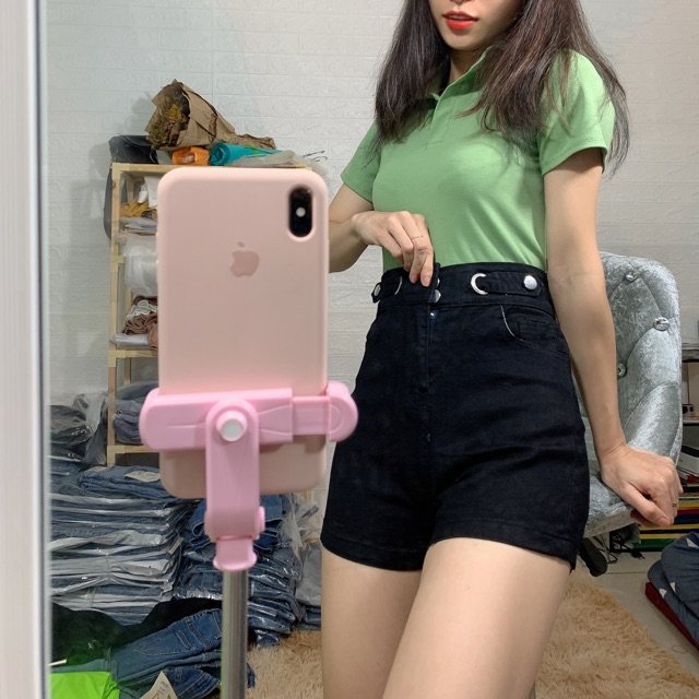 Quần short khoen đai lưng cao