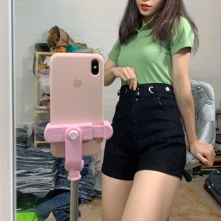 Quần short khoen đai lưng cao