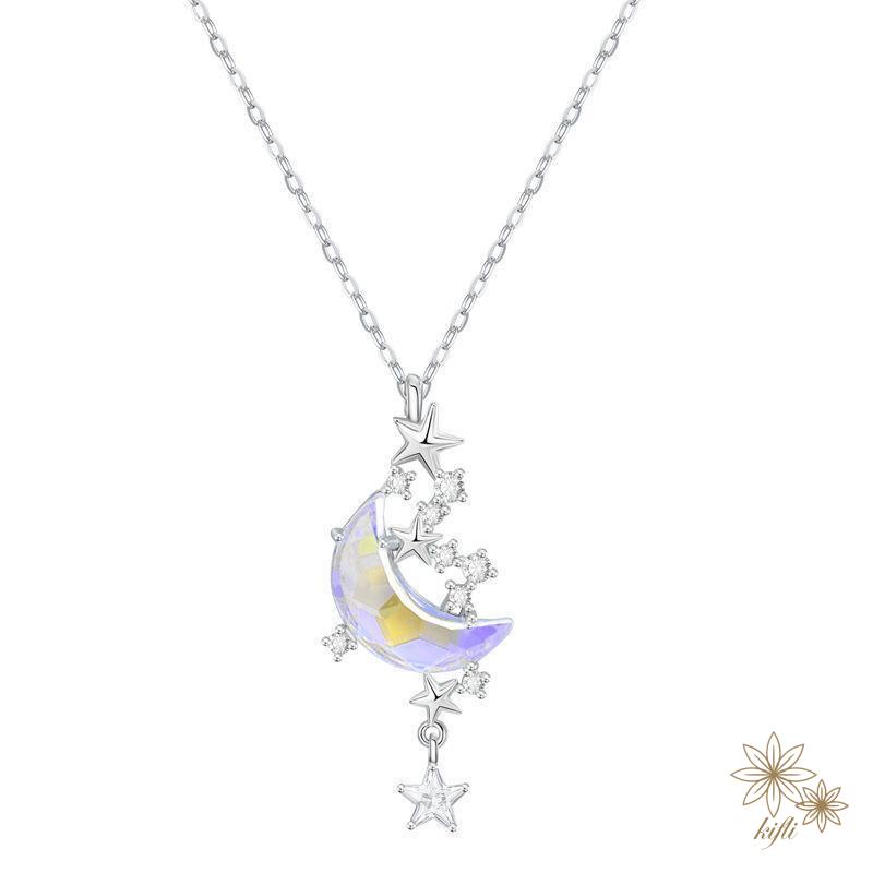 Vòng cổ Mặt Hình Ngôi Sao Và Mặt Trăng Đính Đá Thời Trang Cho Nữ