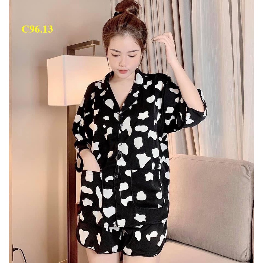Pijama - Bộ Lụa Áo Cộc Quần Đùi Chất Liệu SaTin Cánh Dơi Form Dưới 60kg | BigBuy360 - bigbuy360.vn