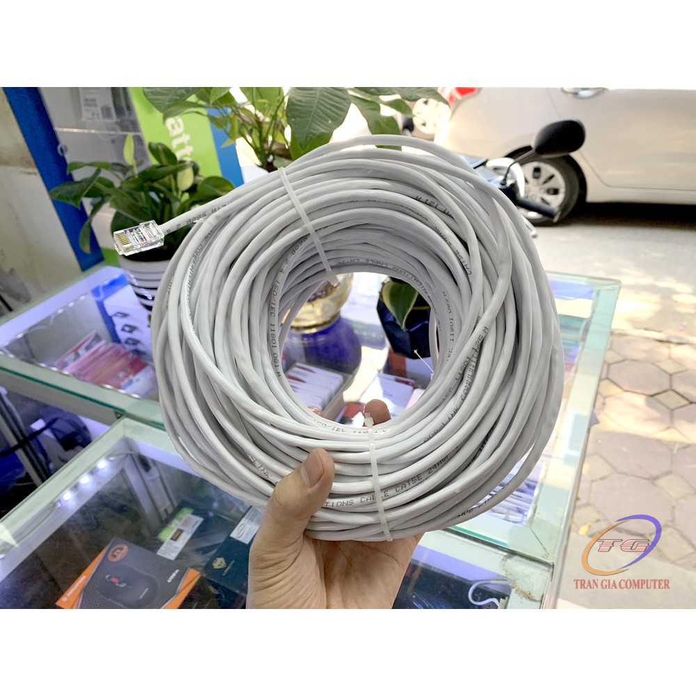 Dây mạng Cat5e bấm sẵn 2 đầu dài từ 10M đến 50M (dây màu trắng)