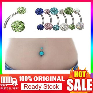 Khuyên rốn đính đá bằng thép không gỉ 14g