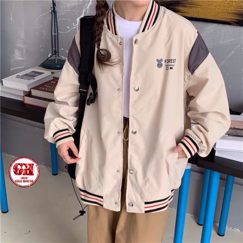 FREESHIP 50K - Áo Khoác Bomber Dù Unisex Form Rộng 2 Lớp Logo Thuê Unisex Nam, Nữ Ulzzang  -AKDSOCVAI