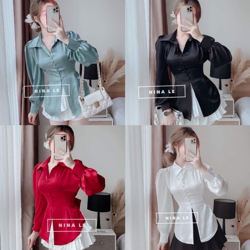 ÁO SƠMI NƠ LƯNG XẺ TÀ TRƯỚC CỘT NƠ LƯNG
