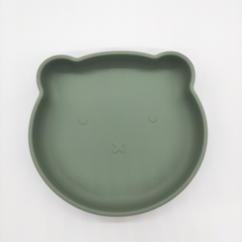 Bát ăn dặm Silicon chống đổ đế hít chân không chống lật hình gấu và sử tử xinh xắn