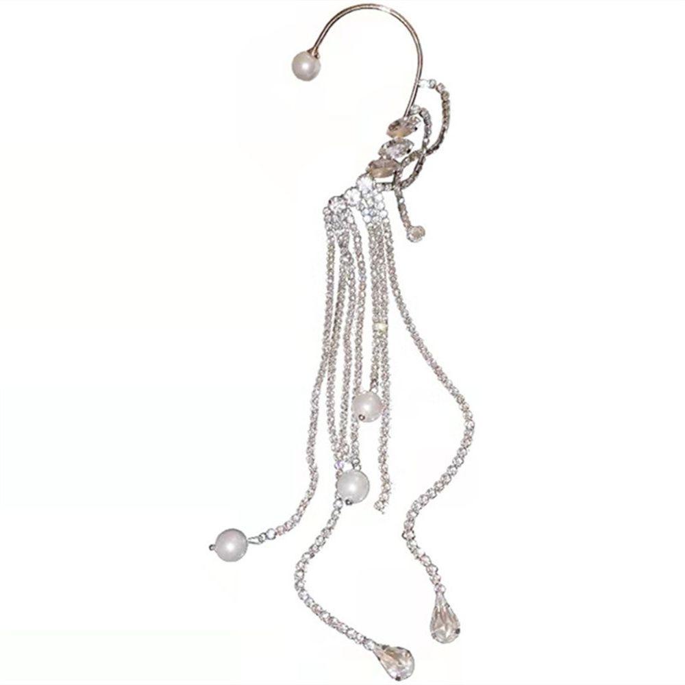 Khuyên Đeo Vành Tai Không Xỏ Lỗ Kiểu Hình Học Phối Tua Rua Thời Trang|Khuyên Xỏ Cơ Thể Đính Ngọc Trai Giả Xinh Xắn