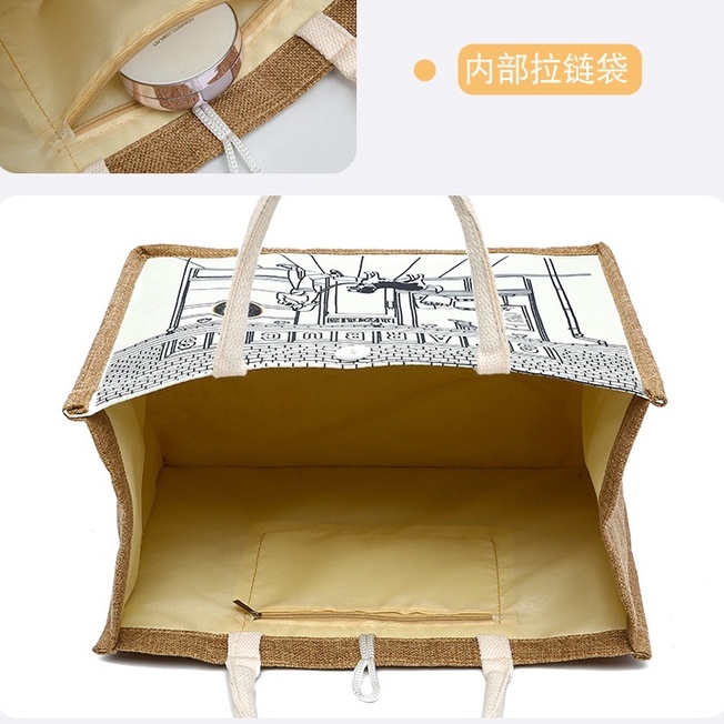 Túi cói Stabucks sang chảnh, Túi Tote đi làm đi chơi
