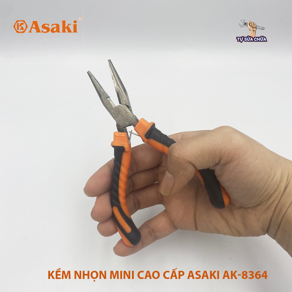 Kềm Kìm nhọn mini cao cấp Asaki AK-8364 có lưỡi cắt dây