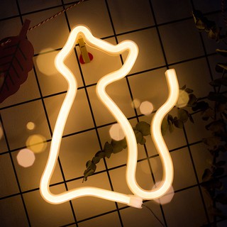 Đèn led neon trang trí decor phòng hình con mèo màu vàng