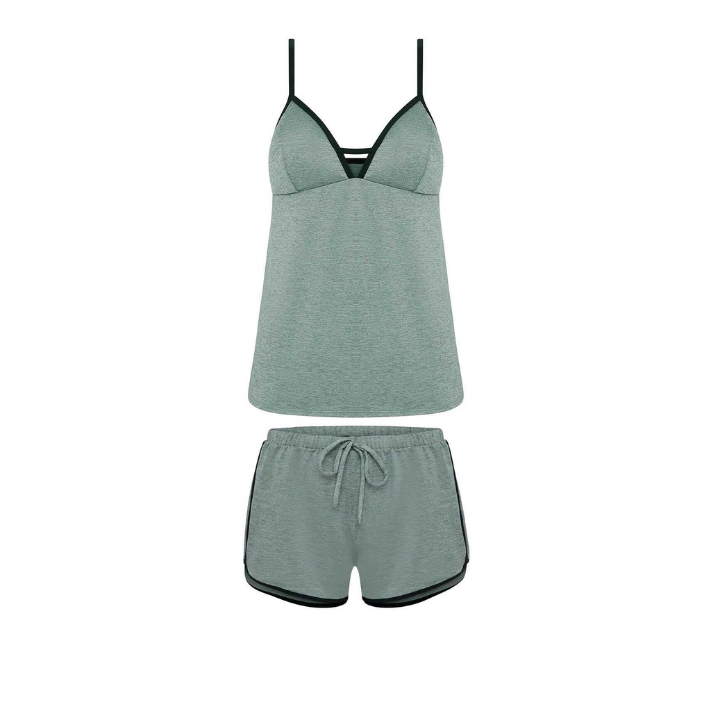Bộ short 2 dây mặc nhà có mút tháo rời Corèle V Pháp - HT02A
