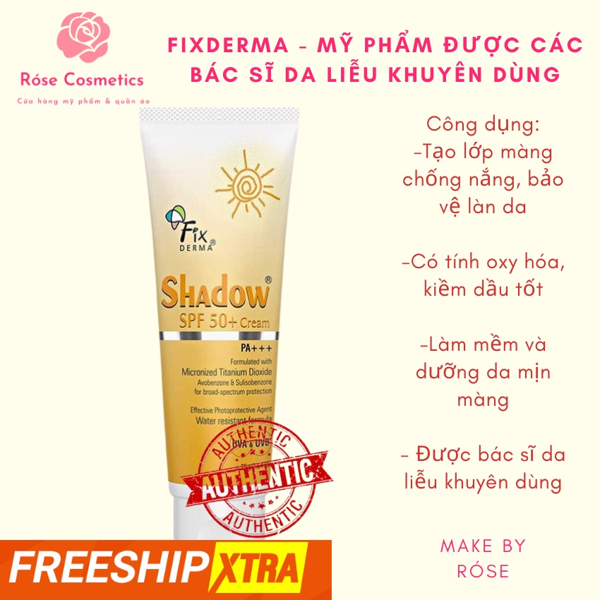 Kem Chống Nắng Fixderma Shadow cream SPF 50+, Gel Spf 30 chống nắng cho da mặt và toàn thân 75g, hàng chĩnh hãng, có sẵn