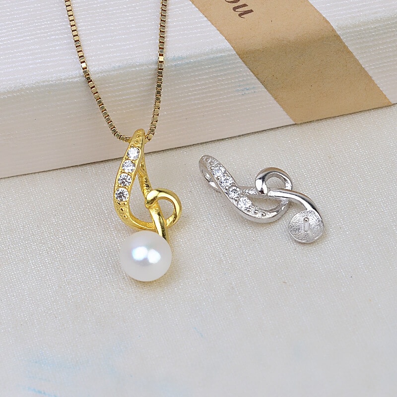 [M9DB] Phụ kiện trang sức (DIY) - Mặt dây chuyền mặt khay trống ngọc khuông nhạc đính hạt nạm đá lấp lánh