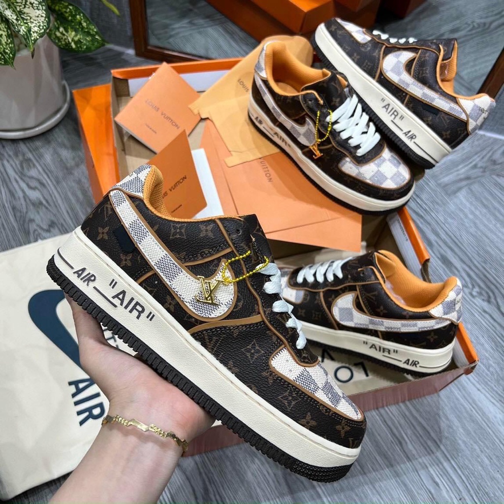 Giày thể thao AF1 LV Nâu  giầy sneaker air force 1 low lv nam nữ bản mới da cao cấp mới nhất 2022