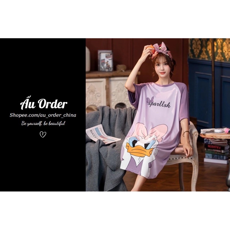 Order - Váy ngủ raglan dễ thương nhiều mẫu Bigsize đến 110kg (Inbox shop chọn mẫu)