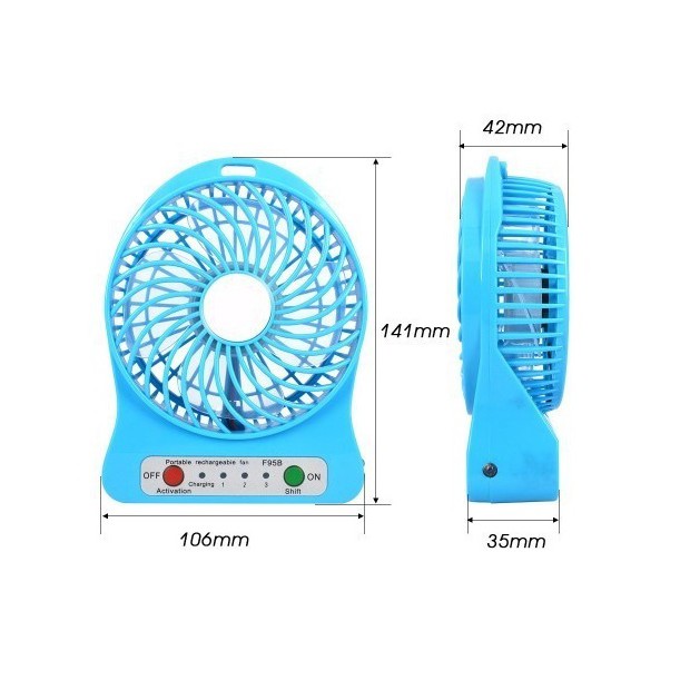 Quạt Tích Điện Mini 3 Chế Độ Pin Sạc