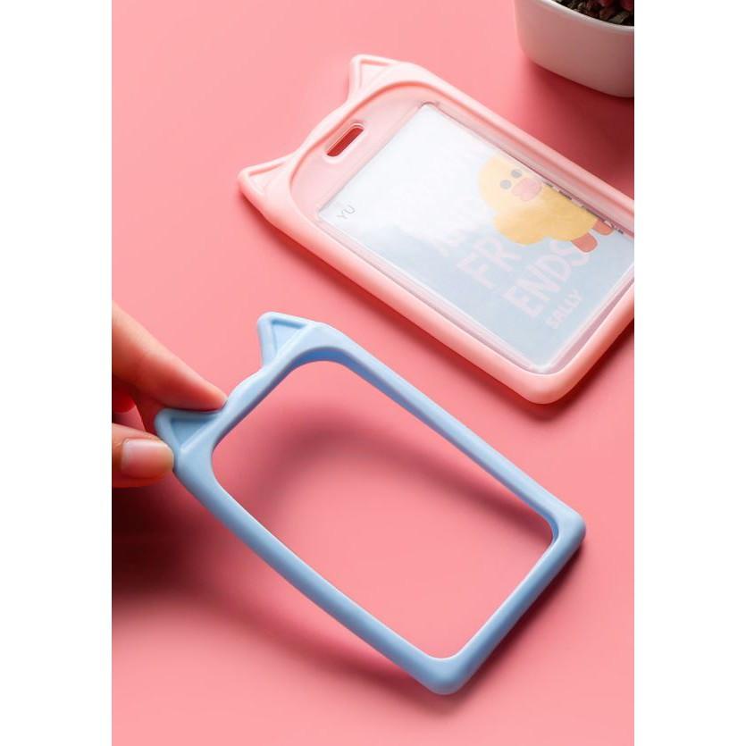 Dây đeo thẻ học sinh, sinh viên viền silicon tai mèo thỏ xinh xắn