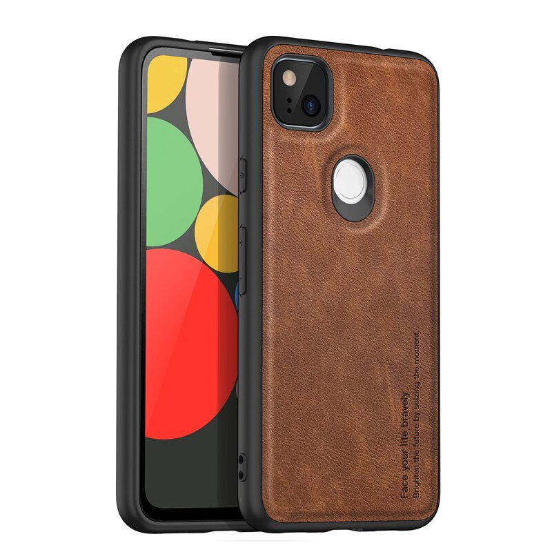 Ốp Điện Thoại Da Viền Silicon Dẻo Phong Cách Retro Sang Trọng Cho Google Pixel 5 / 4a