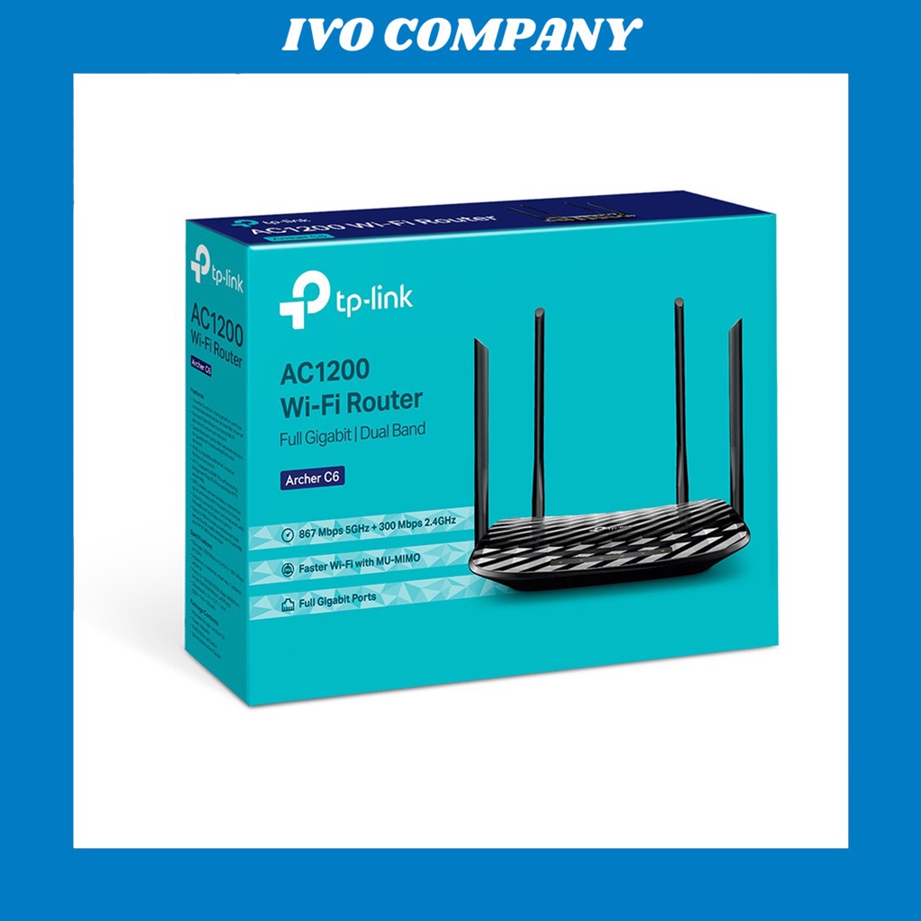 Router Wifi Chuẩn AC1200 Băng Tần Kép TP-Link Archer C6 Gigabit