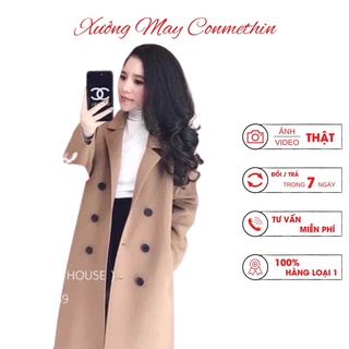 Áo khoác dạ dáng dài cho nữ, Áo măng tô dáng dài, chất liệu dạ ép, kiểu dáng blazer, .