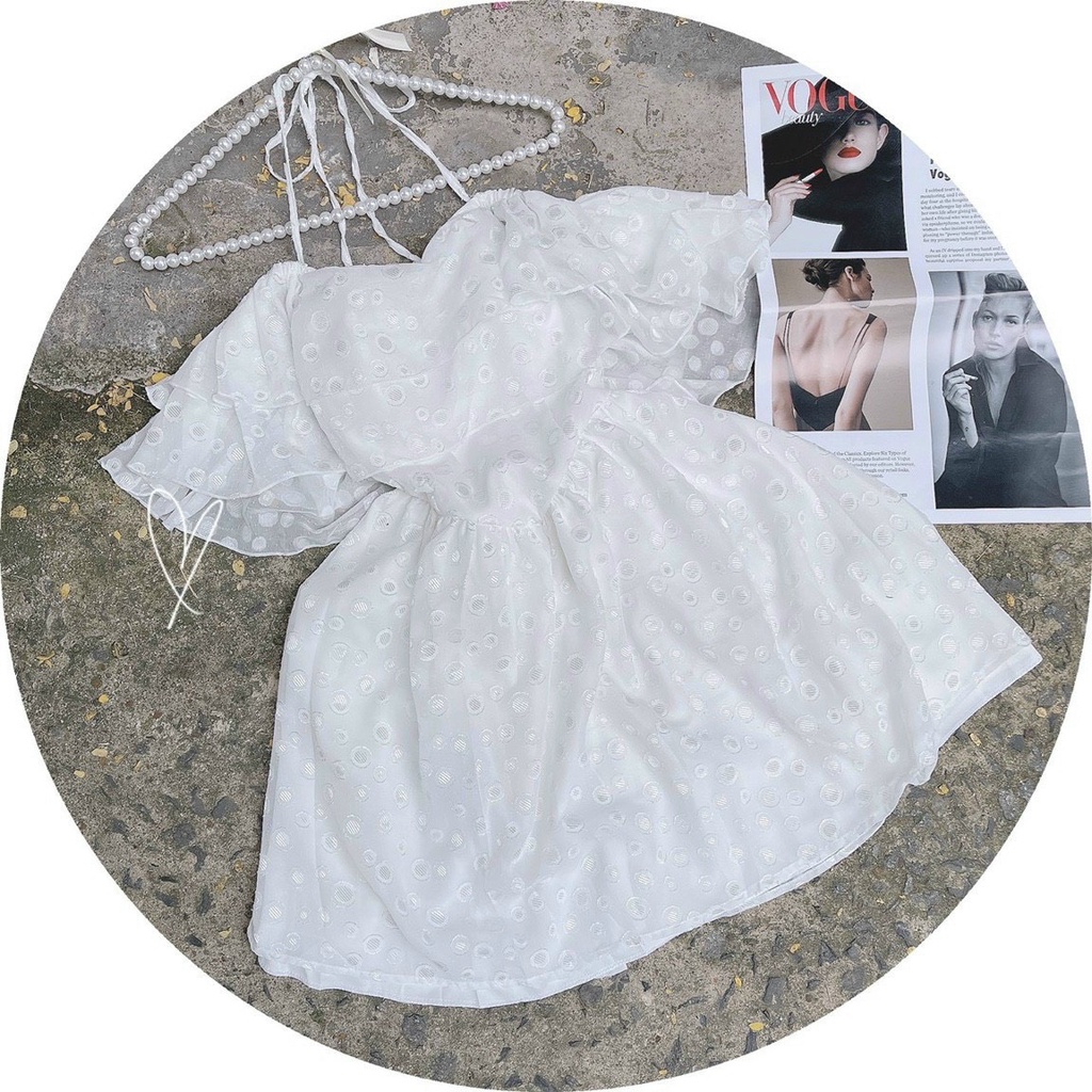 SET ÁO TAI BÈO TẦNG +  CHÂN VÁY XÒE TRẮNG