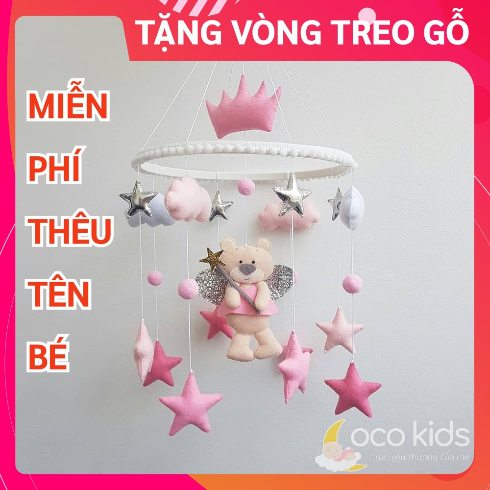 Đồ chơi treo nôi cho bé kích thích thị giác Coco Kids, tự xoay và phát nhạc mẫu GẤU SAO 3