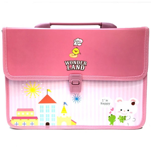 Cặp Tài Liệu Học Sinh 2 Ngăn - Deli W38167 - Màu Hồng