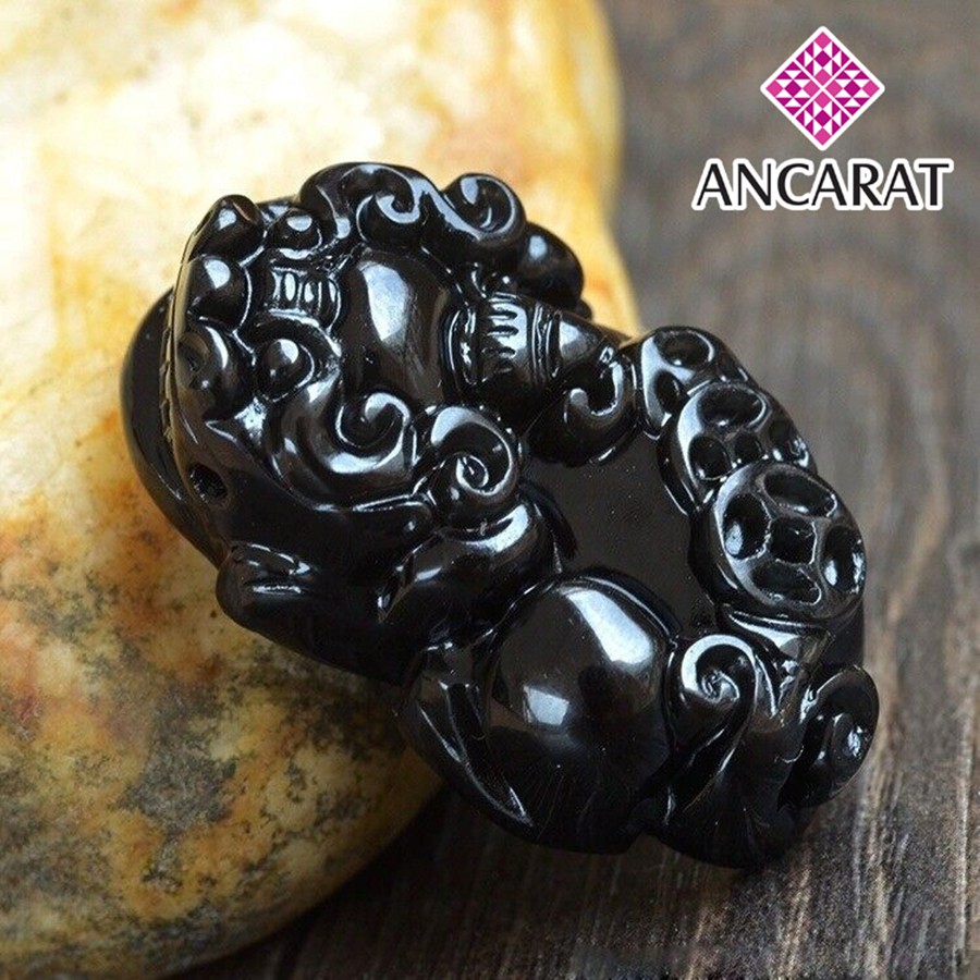 ANCARAT - Mặt dây Tỳ Hưu đá thạch anh đen phong thủy