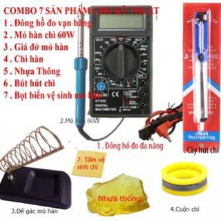 [FREE SHIP => 50K ] Bộ Đồng hồ đo vạn năng DT 832 và 6 dụng cụ hàn chì
