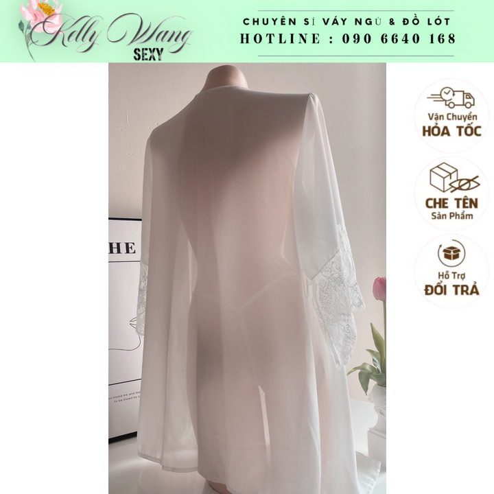SX273 - Áo choàng voan ngủ gợi cảm kèm chíp KELLY WANG