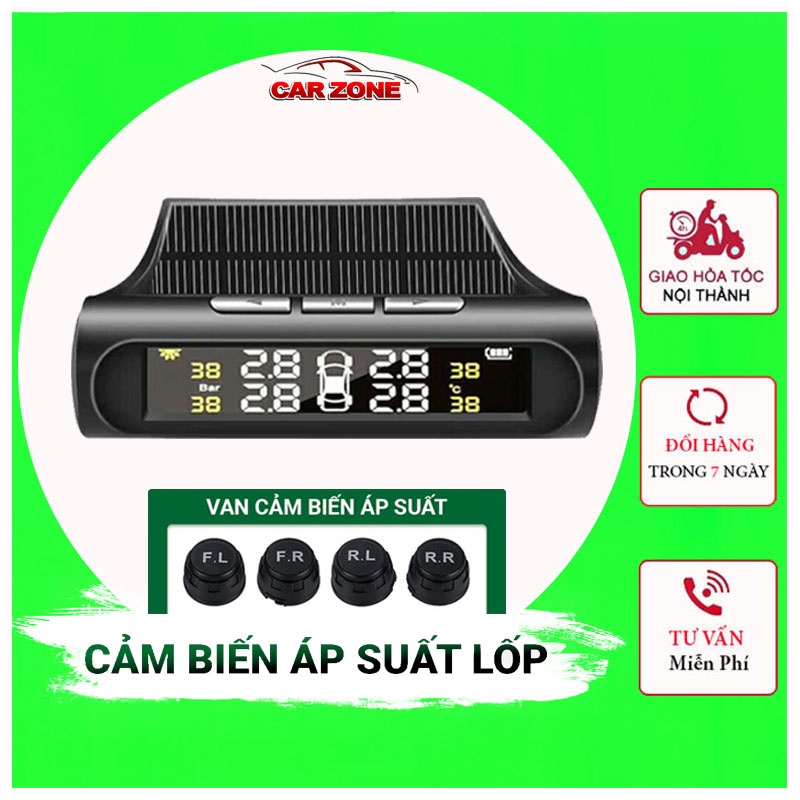 Cảm Biến Áp Suất Lốp Ô Tô Gắn Ngoài - Sử Dụng Năng Lượng Mặt Trời ,Màn Hình LCD ,Hãng TMPS Chính Hãng