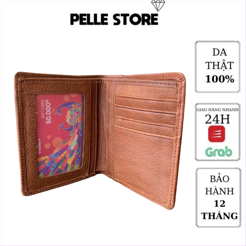 Ví Nam Da Thật Màu Nâu (Kiểu Đứng) – Pelle Store