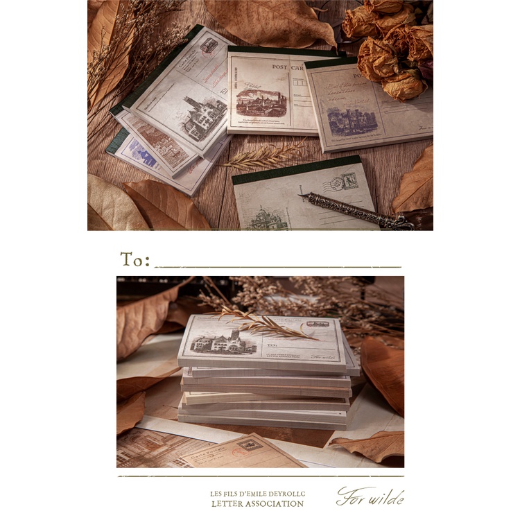 Set 50 Tờ Giấy Ghi Chú Màu Trắng Phong Cách Vintage Sáng Tạo