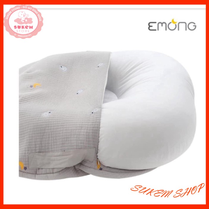 Gối Chống Trào Ngược Cho Bé Emong Thần Thánh 100% Cotton Êm Ái, Không Xẹp Giúp Bé Nằm Ngủ Hay Ăn Sữa Nhiều Giờ