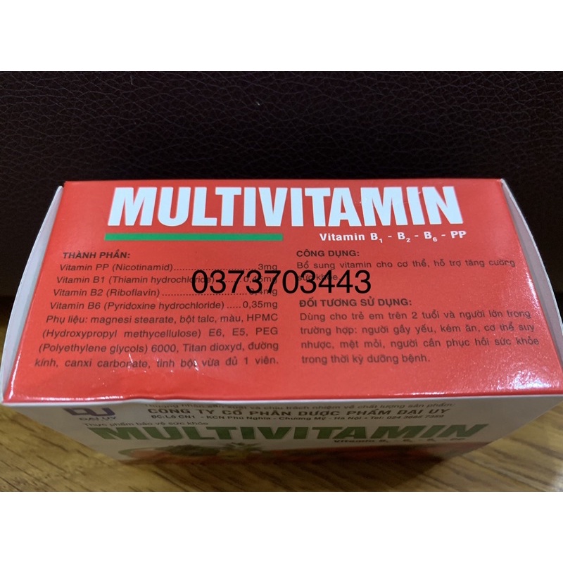 Viên uống MULTIVITAMIN-Bổ sung Vitamin B1, B2, B6, PP