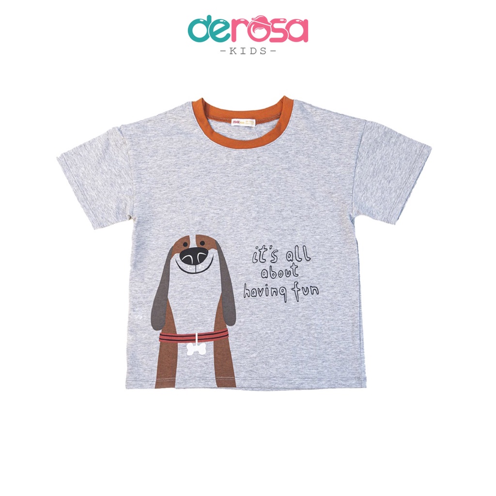 Áo thun cotton cộc tay hè bé trai DEROSA KIDS cho bé 3 - 8 tuổi KD007-027