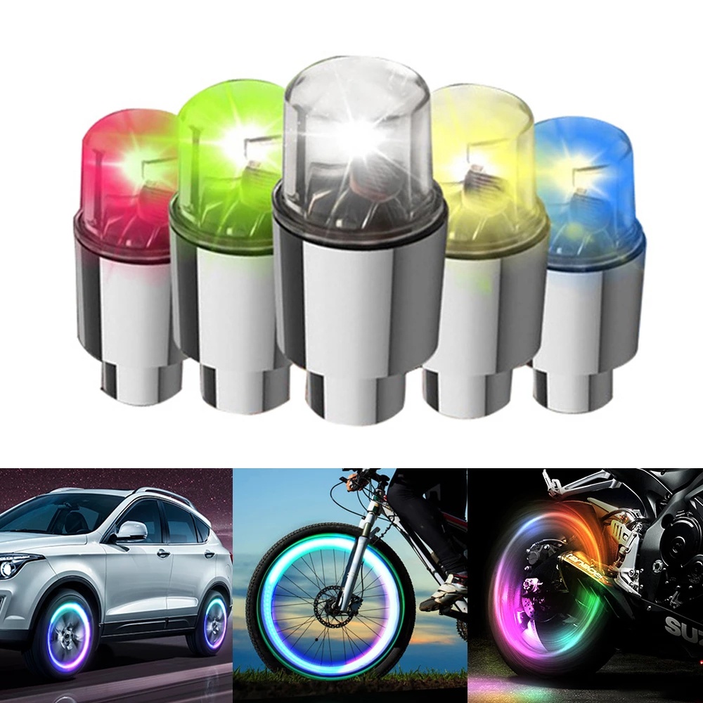Đèn LED phát sáng tuỳ chọn 4 màu gắn lốp bánh xe máy xe đạp ô tô